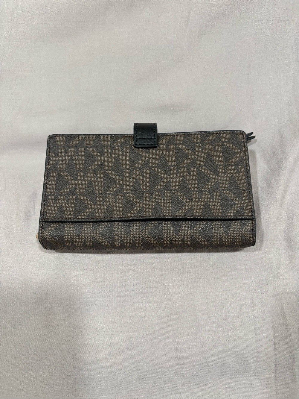 Michael Kors Brown and Black Signature MK Continental Wallet with Gold Accent - Picture 3 of 3